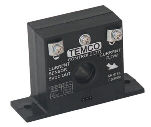 Current sensor output signal device for monitoring single-phase AC loads with 0-5V DC output.